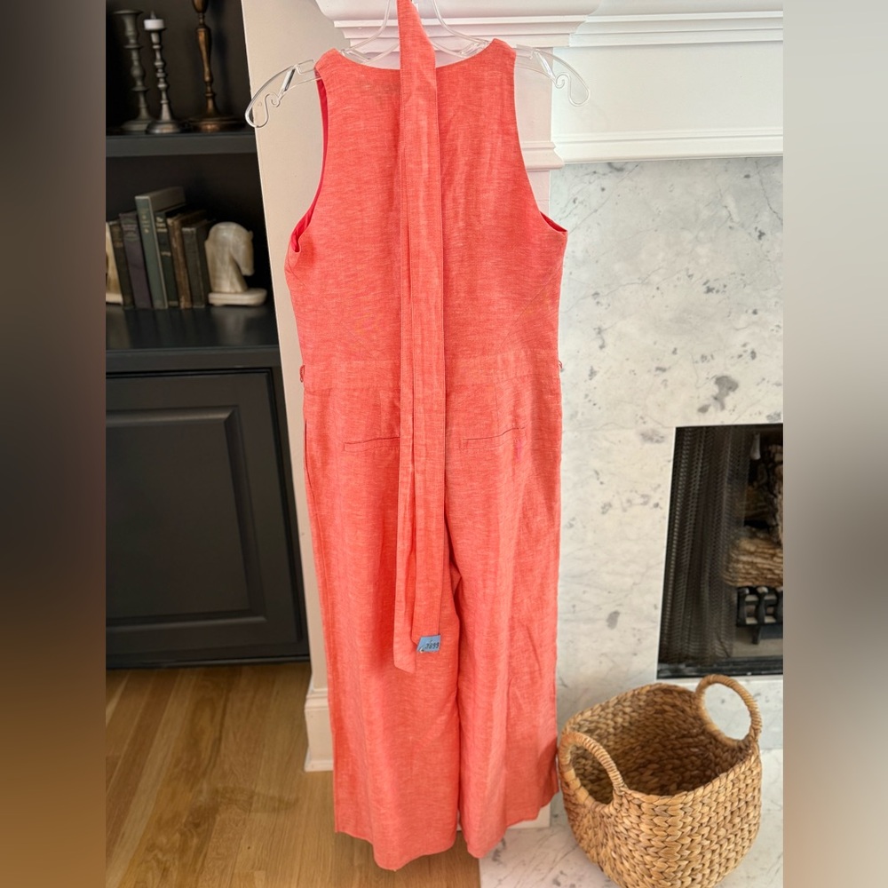 Banana Republic tangerine wideleg jump suit. Linen/cotton. Ankle length Size 0 - Picture 5 of 6